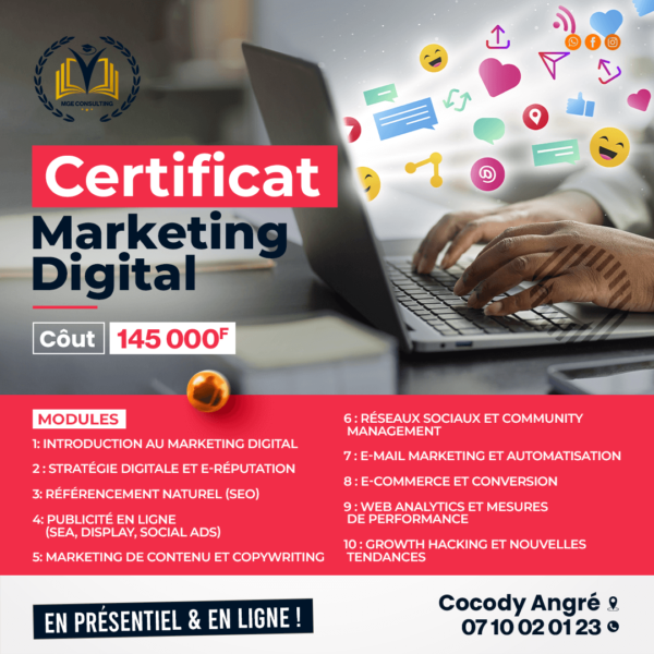 Certificat Marketing Digital – Stratégies, Réseaux Sociaux & SEO