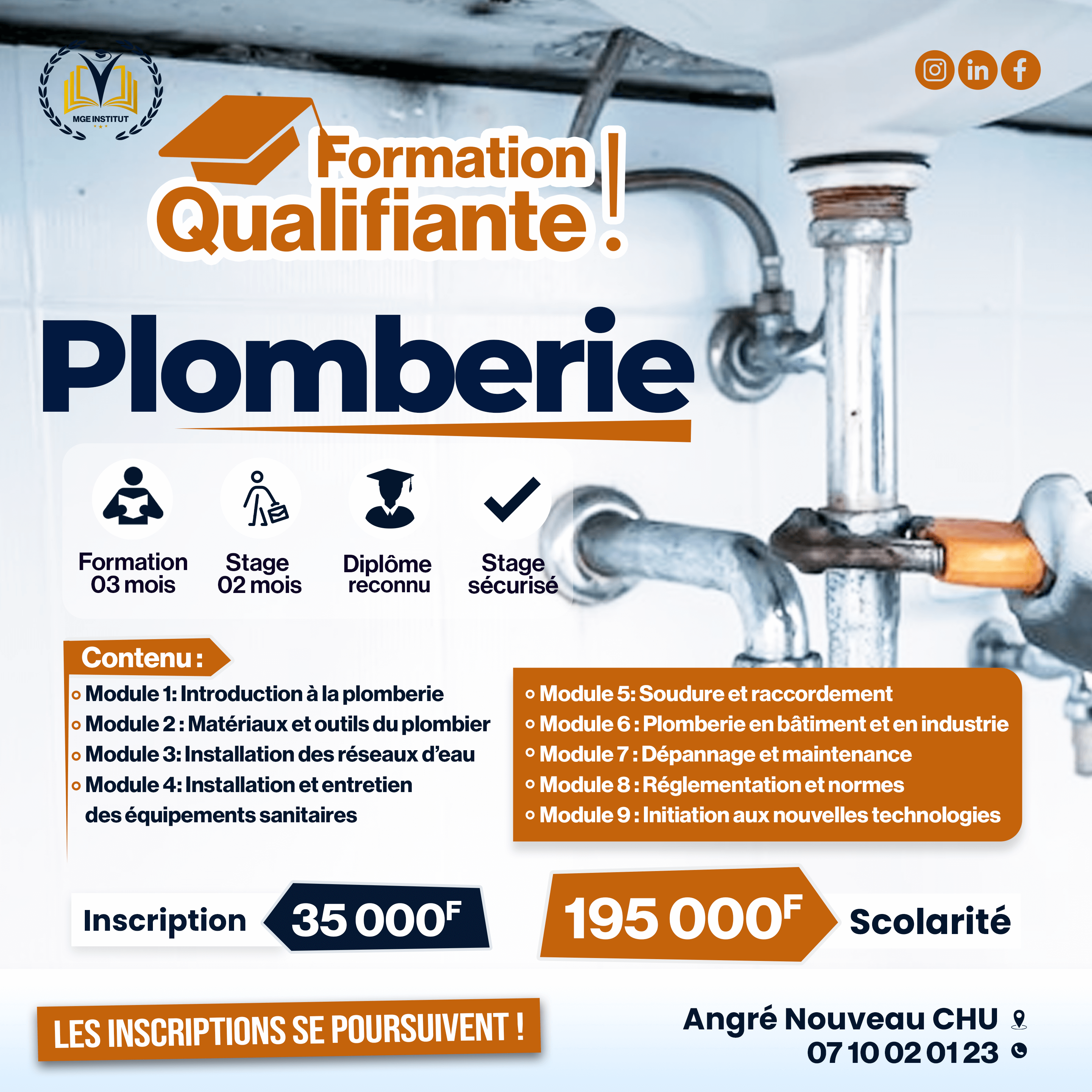 Formation Qualifiante Plomberie – Réseaux, Sanitaires & Maintenance