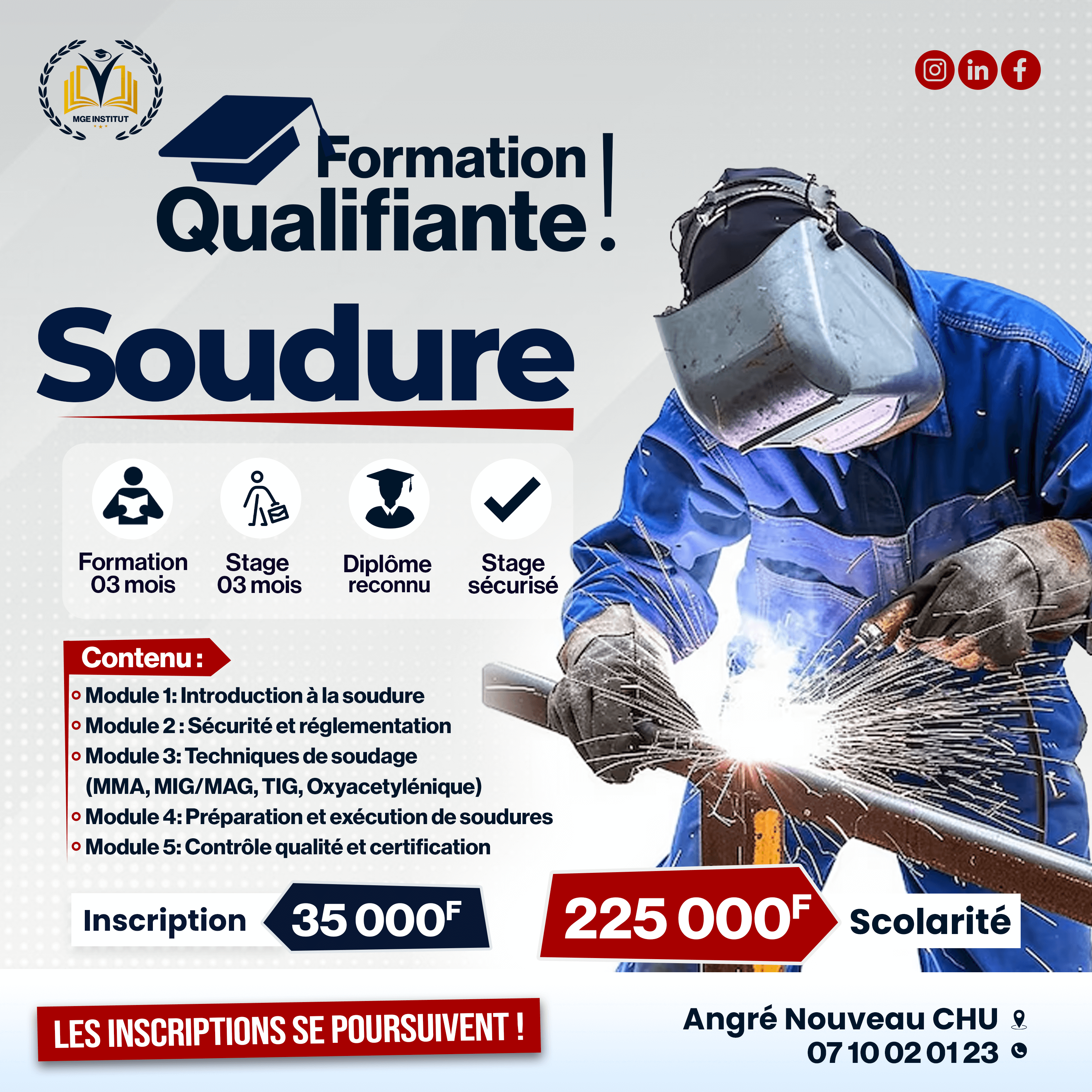 Formation Qualifiante Soudure – Techniques de soudage industriel et certification