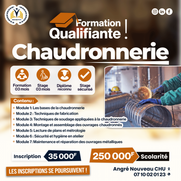 Formation Qualifiante Chaudronnerie – Métallurgie, Soudage & Montage